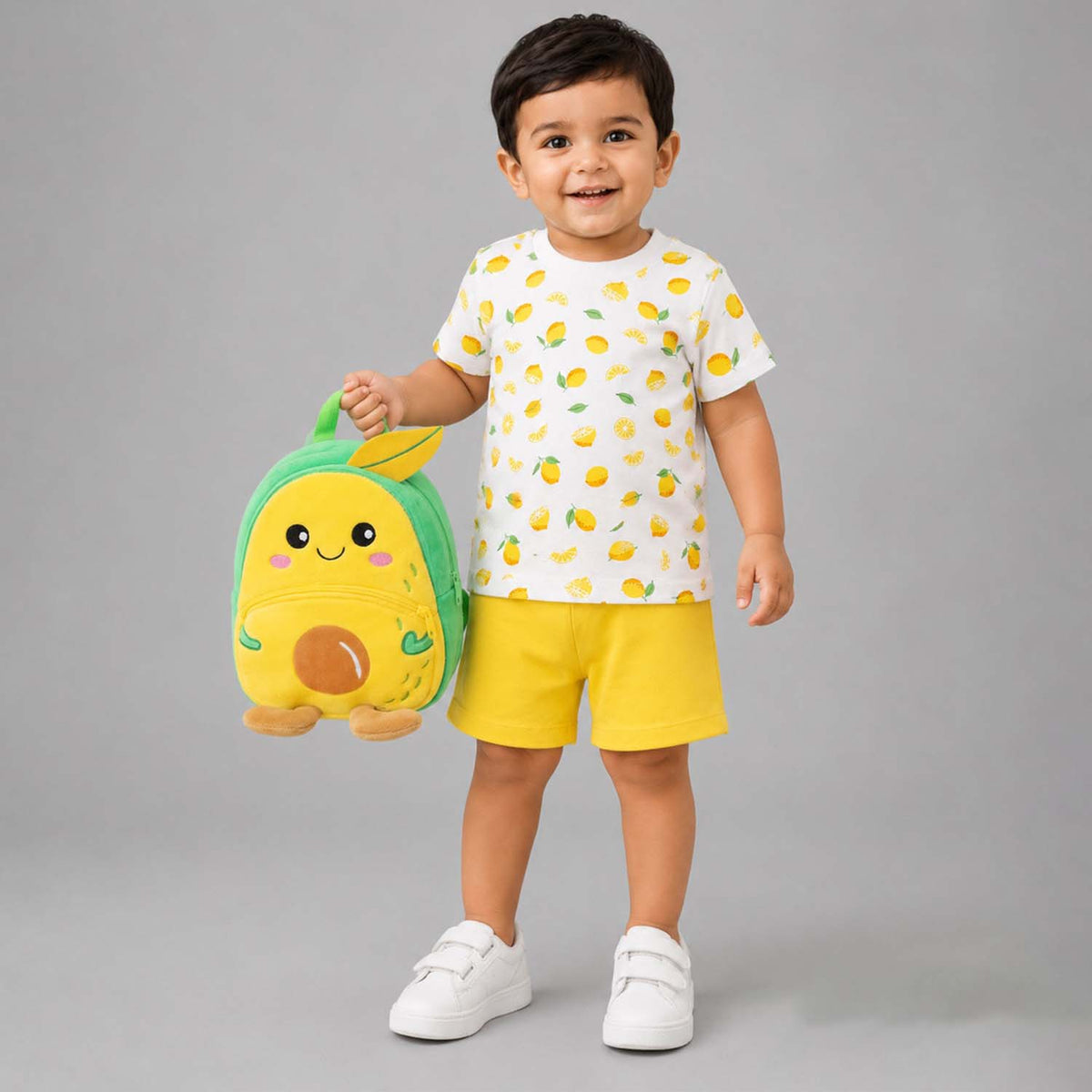 Organic Cotton Baby T-Shirt Shorts with Bag Pack | Baby Essentials Clothing Set | Baby Shower Gift Set | Lemon | Pack of 3