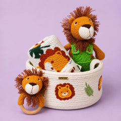 Knitted Gift Basket | Baby Birthday Gift | Baby Shower Gift Set | Pack of 4