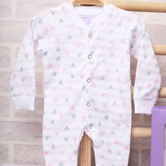 Organic Cotton New Born Baby Full Body Romper | New Born Baby Clothing | Little Hearts | 0-6 Months | Pack of 1