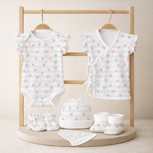 Organic Cotton Newborn Baby Clothing Set | Baby Shower Gift Hamper | 0-3 Months | Pack of 6