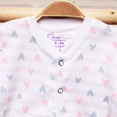 Organic Cotton New Born Baby Full Body Romper | New Born Baby Clothing | Little Hearts | 0-6 Months | Pack of 1
