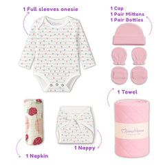 Organic Cotton Baby Essentials Gift Set | Baby Shower Gift Hamper | Baby Clothing Gift Combo | Pack of 7