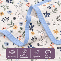 Organic Cotton 6 Layer Muslin Blanket | Super Soft Cotton Kids Blanket | 100X70 CM | 0-12 Months | Pack of 1