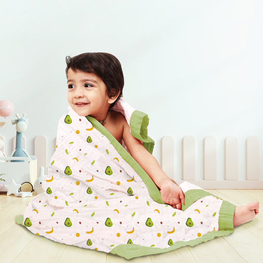 Baby Muslin 6 Layer Muslin blanket Cum Towel - 100X100 CM - (0-3 Years) Pack Of 1 Avocado