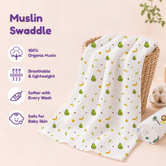 Organic Cotton Baby Muslin Cloth Swaddle | 0-12 Months | 100x100 CM | Pack of 1