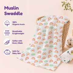 Baby Swaddle Wrap Organic Muslin cotton - 100x100 cm - Pack of 3 -Cute Jungle, Flamingo, Flower