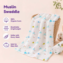 Organic Cotton Baby Muslin Cloth Swaddle | 0-12 Months | 100x100 CM | Flamingo, Blue Whale, Lion, Rainbow, Pink Giraffe | Pack of 5