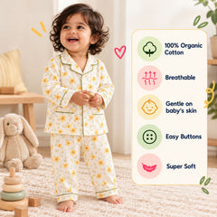 Organic Cotton Kids Night Suit | Full Sleeves Sleepwear | Blossom