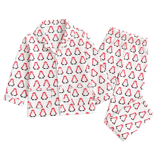 Organic Cotton Kids Night Suit | Full Sleeves Sleepwear | Penguins