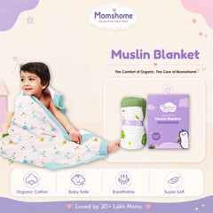 Organic Cotton 6 Layer Muslin Blanket | Super Soft Cotton Kids Blanket | 100X70 CM | 0-12 Months | Pack of 1