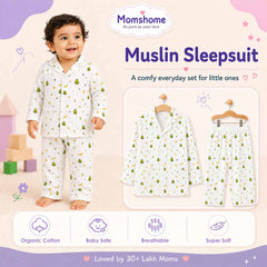 Organic Cotton Unisex Kids Pajama Set Combo | Night Suit | Sleepwear | Monkey