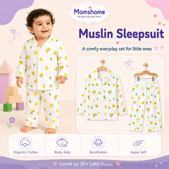 Organic Cotton Full Sleeve Baby Co-Ord Set | Soft Baby Shirt & Pant Set | Breathable Nightsuit / Sleepsuit for Infants & Toddlers | Bunny | Set of 1