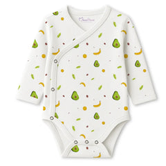 Organic Cotton Front Open Kimono Onesie for Premature Babies | Preemie Baby Clothing Set | Avocado | Pack of 1