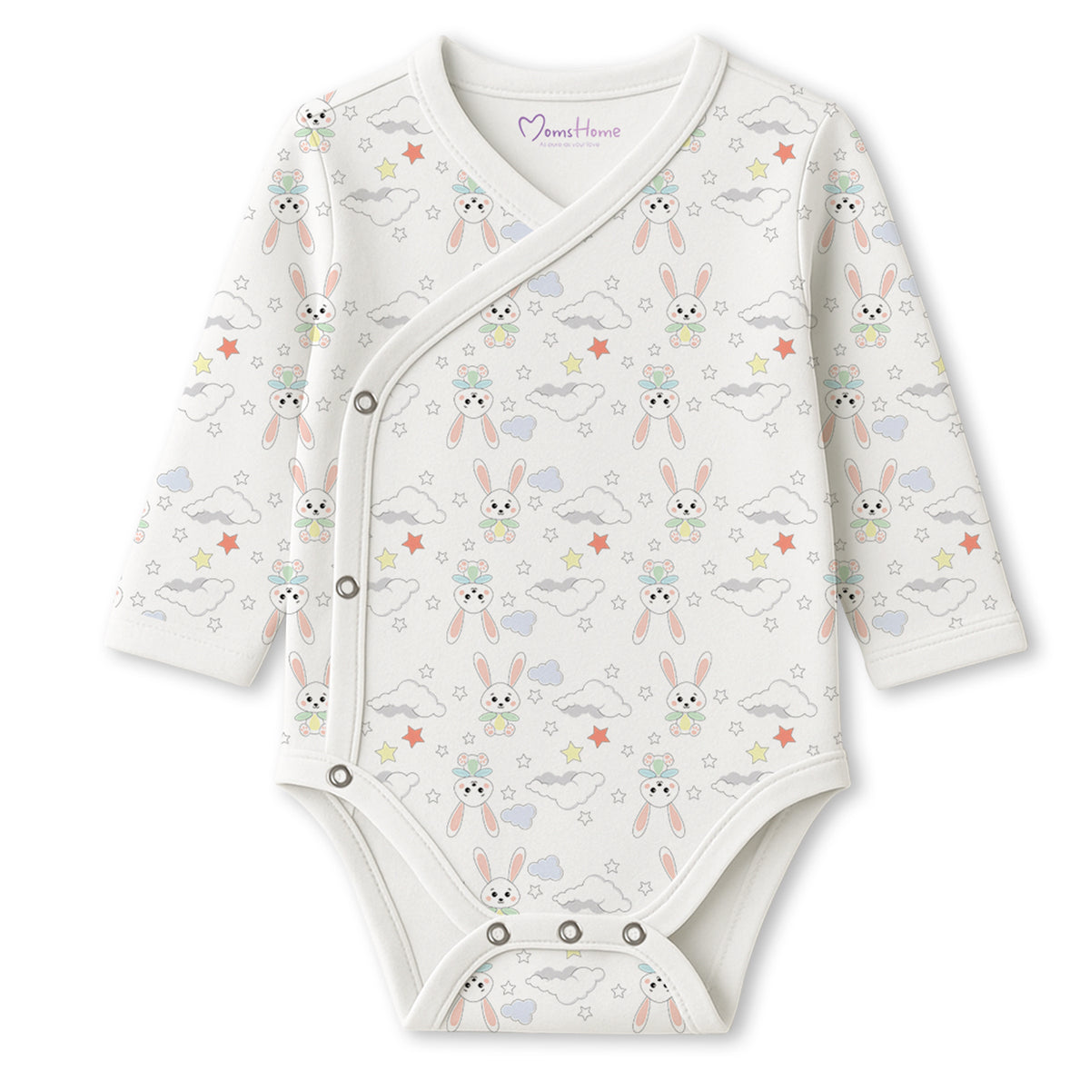 Organic Cotton Front Open Kimono Onesie For New Born Baby | 0-6 Months | Pack of 1