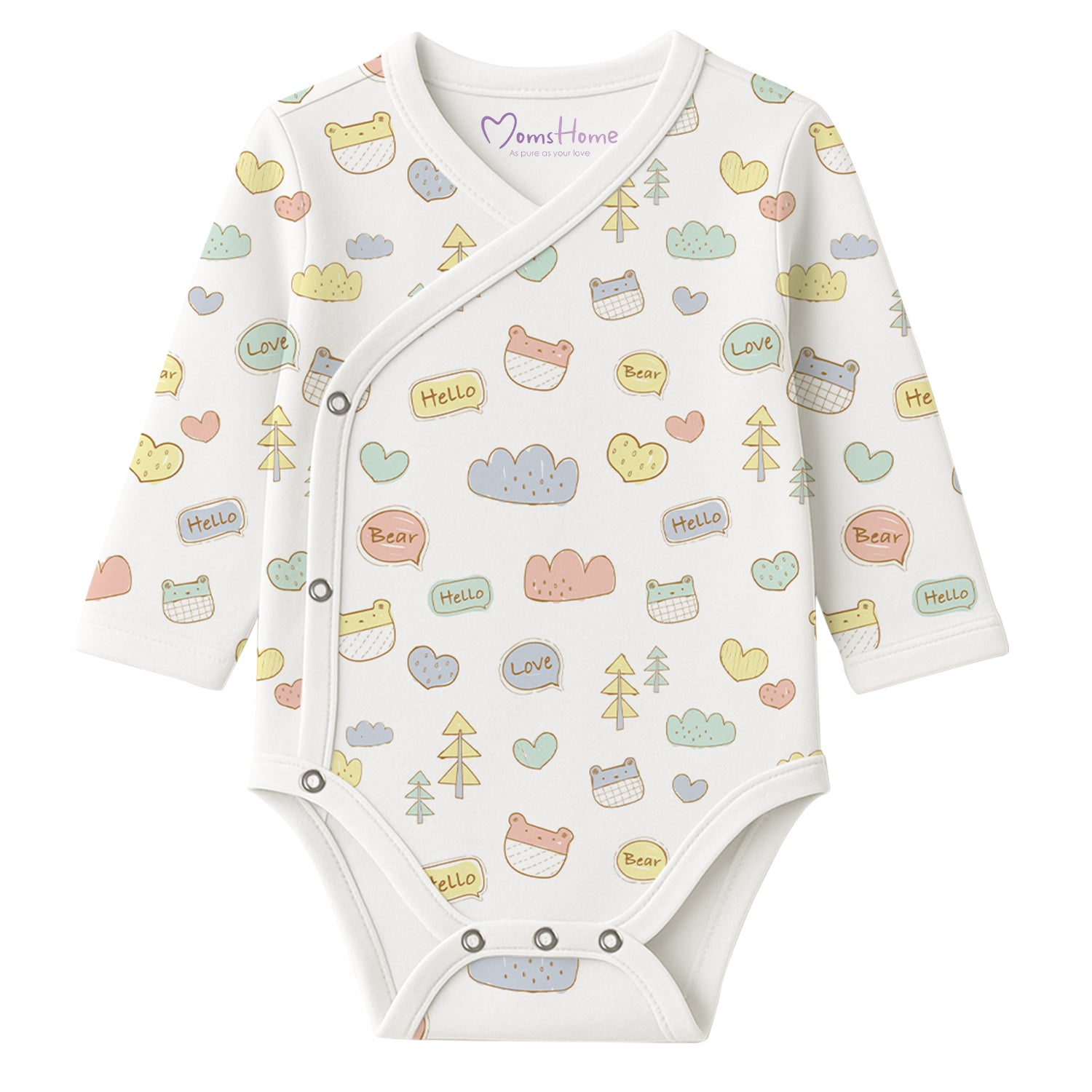 Organic Cotton Front Open Kimono Onesie For New Born Baby 0-6 Months Pack of Joyworld 0-3 Months