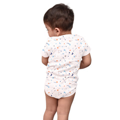 New Born Baby Organic Cotton Half Sleeves Onesie | New Born Baby Clothes | Baby Half Sleeve Cotton Sleepsuits | Car, Blue, Galaxy | Pack of 3