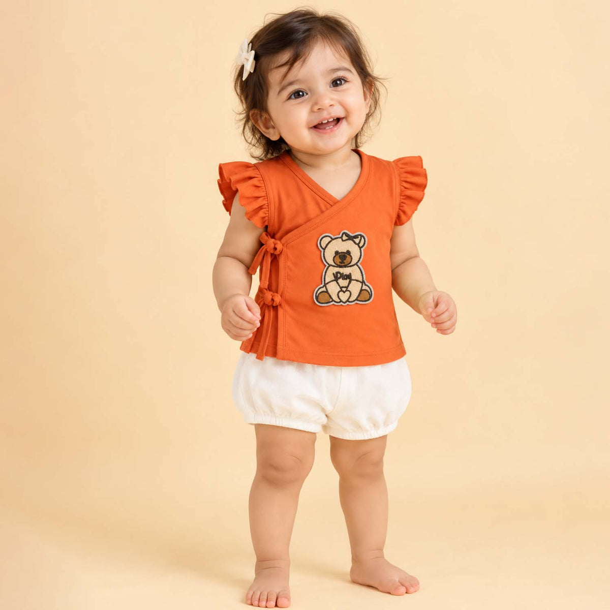 Kids Organic Cotton Front Open Kimono | Orange