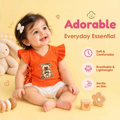 Kids Organic Cotton Front Open Kimono | Orange