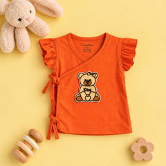 Kids Organic Cotton Front Open Kimono | Orange