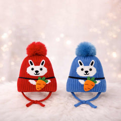 Winter Warm Woolen Baby Cap For 0–12 Months | Soft Infant Beanie Hat | Newborn Winter Headwear | Pack of 2