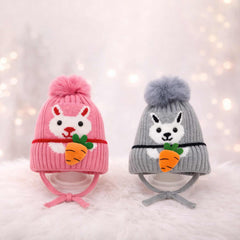 Winter Warm Woolen Baby Cap For 0–12 Months | Soft Infant Beanie Hat | Newborn Winter Headwear | Pack of 2
