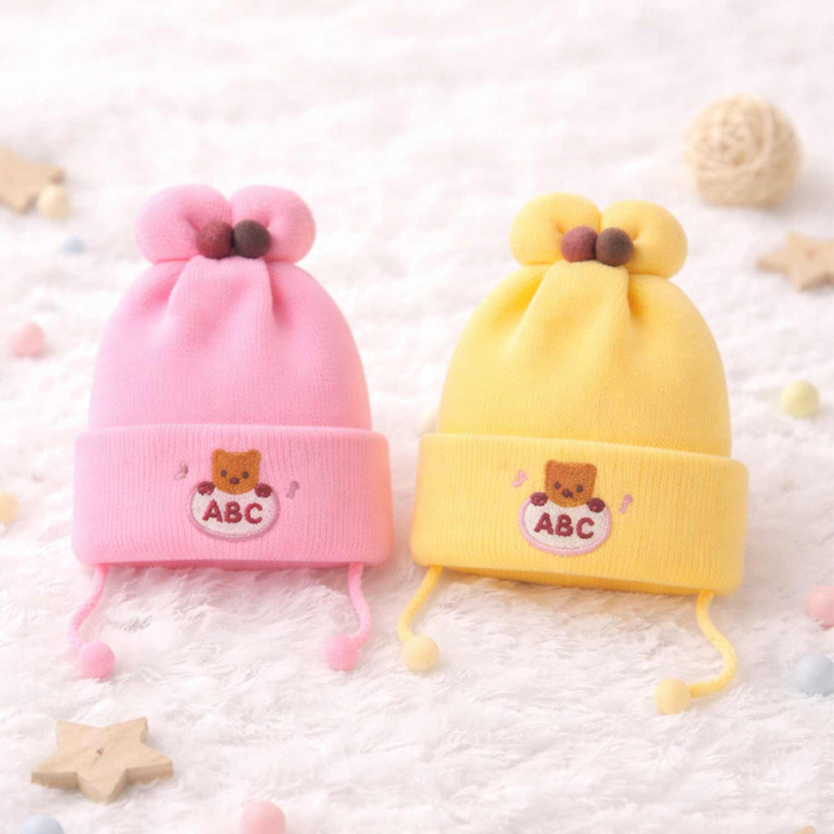 Winter Warm Woolen Baby Cap For 0–12 Months | Soft Infant Beanie Hat | Newborn Winter Headwear | Pack of 2