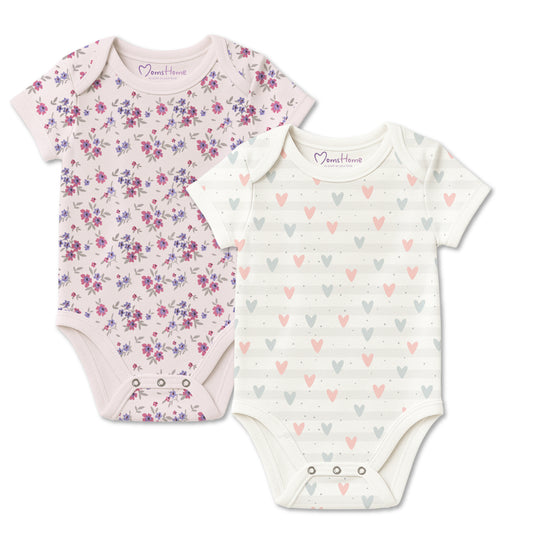 Newborn Baby Onesie –Organic Cotton Bodysuit | Soft, Breathable Infant Top for Girls | Baby Jumpsuit for 0-6 Months | Pack of 2