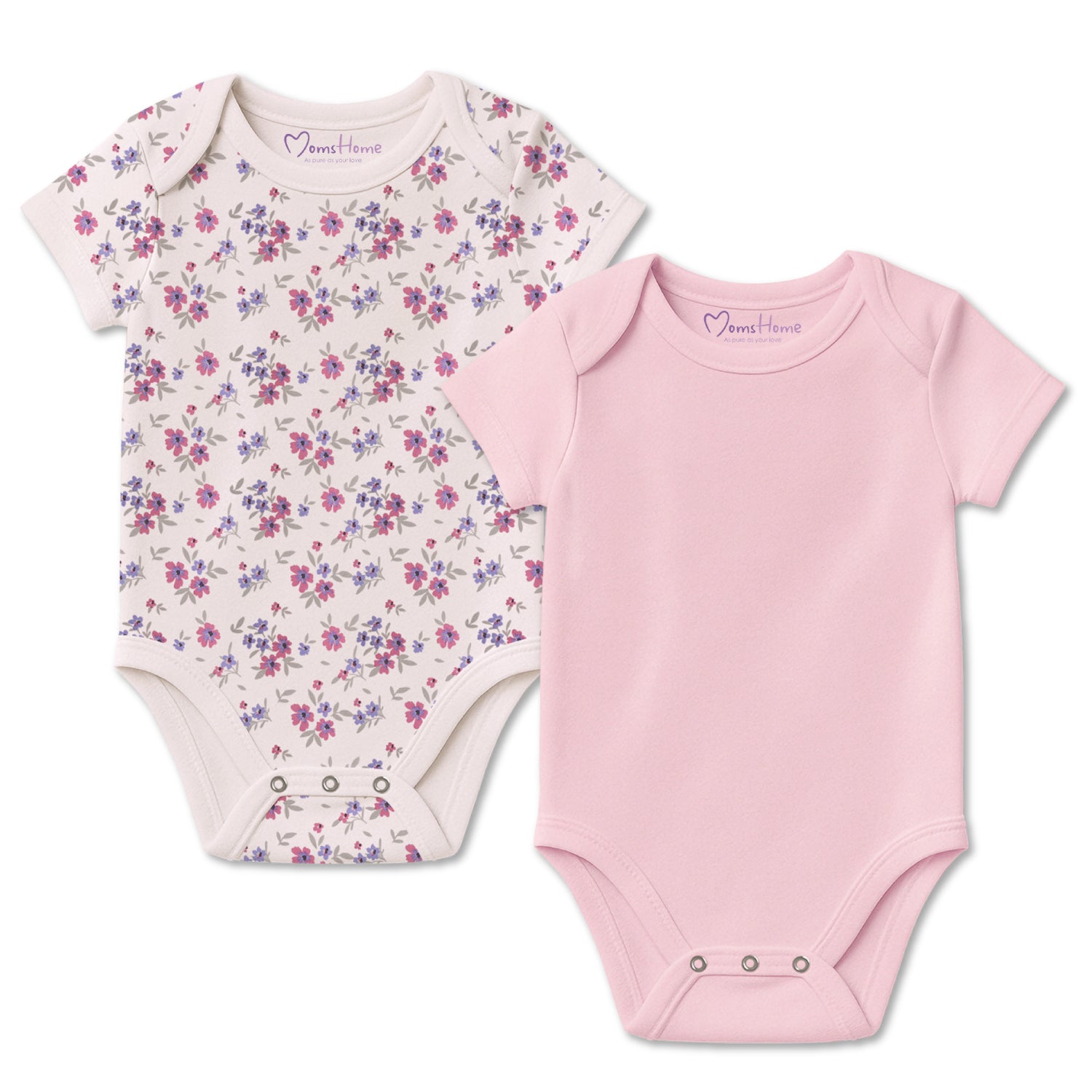 Newborn Baby Onesie –Organic Cotton Bodysuit Soft, Breathable Infant Top for Girls Baby Jumpsuit for 0-6 Months Pack of Flower Solid Pink