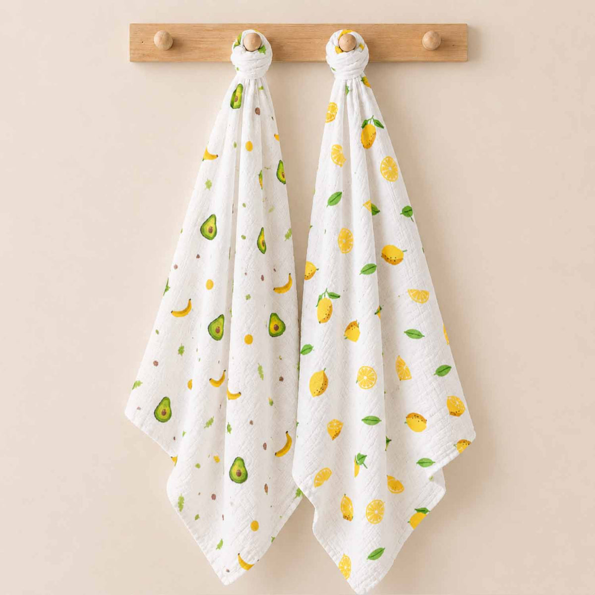 Baby Muslin Swaddle | 100x100 CM | Pack of 2 | Avocado & Lemon