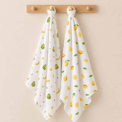 Baby Muslin Swaddle | 100x100 CM | Pack of 2 | Avocado & Lemon