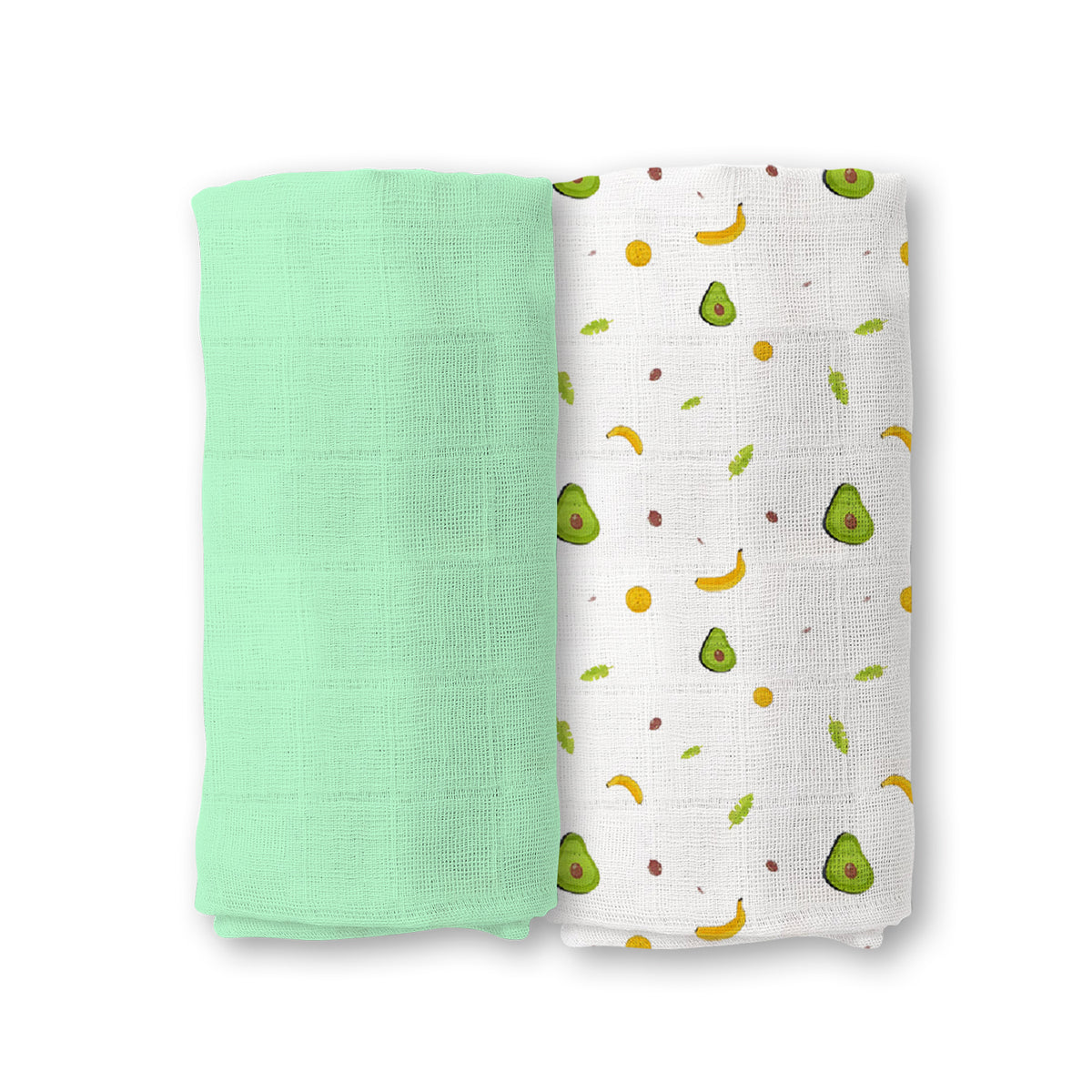 Baby Muslin Swaddle | 100x100 CM | Pack of 2 | Avocado & Green