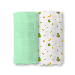 Baby Muslin Swaddle | 100x100 CM | Pack of 2 | Avocado & Green