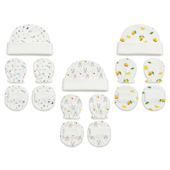 New Born Baby Cap Mitten Bootie Set | Pack of 3 | Mixed Design