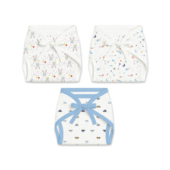 Printed Cushioned Nappies Combo | Organic Cotton Nappies For New Born Baby | 0-6 Months | Galaxy, Car, Bunny | Pack of 3