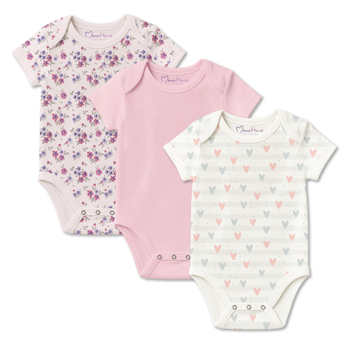 Newborn Baby Onesie –Organic Cotton Bodysuit | Soft, Breathable Infant Top for Girls | Baby Jumpsuit for 0-6 Months | Pack of 3