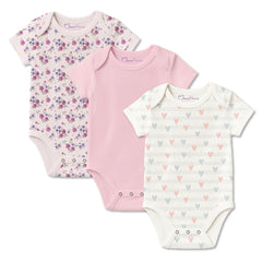 Newborn Baby Onesie –Organic Cotton Bodysuit | Soft, Breathable Infant Top for Girls | Baby Jumpsuit for 0-6 Months | Pack of 3