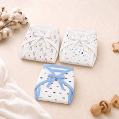 Printed Cushioned Nappies Combo | Organic Cotton Nappies For New Born Baby | 0-6 Months | Mixed Design | Pack of 3