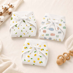 Printed Cushioned Nappies Combo | Organic Cotton Nappies For New Born Baby | 0-6 Months | Joyworld, Lemon, Avocado | Pack of 3