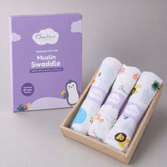 Organic Cotton Baby Muslin Cloth Swaddle | 0-12 Months | Pack of 3