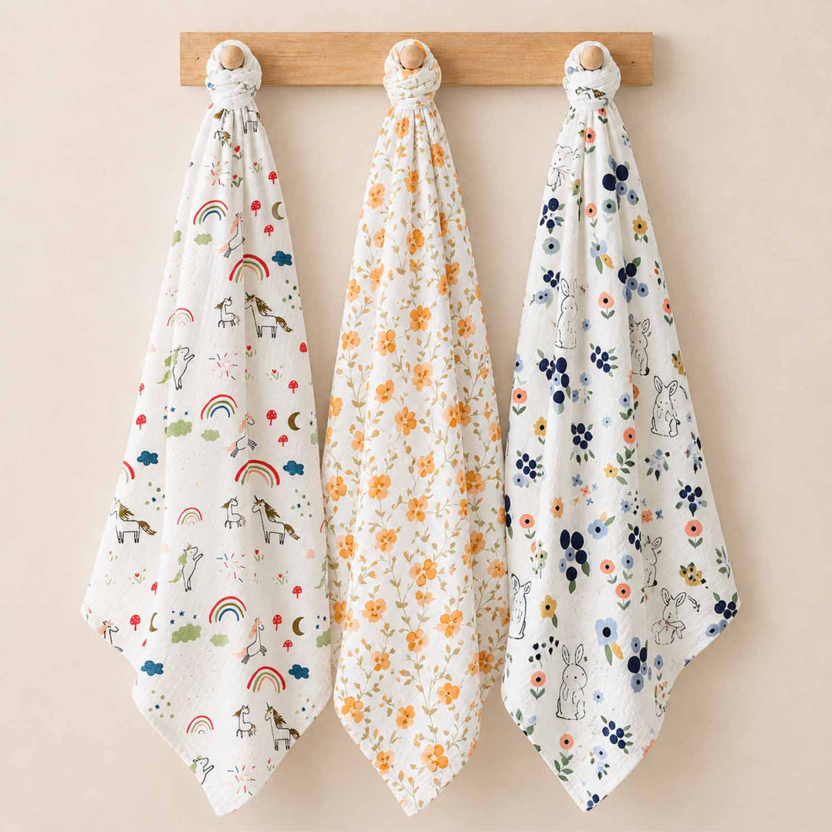 Baby Muslin Swaddle - 100x100 cm- Pack of 3