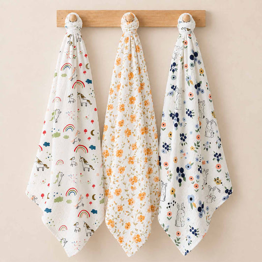 Baby Muslin Swaddle - 100x100 cm- Pack of 3