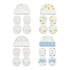 New Born Baby Cap Mitten Bootie Set | Pack of 4 | Mixed Design