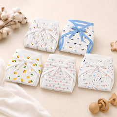 Printed Cushioned Nappies Combo | Organic Cotton Nappies For New Born Baby | 0-6 Months | Pack of 5 | Mixed Design/ Print