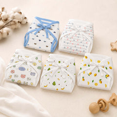 Printed Cushioned Nappies Combo | Organic Cotton Nappies For New Born Baby | 0-6 Months | Mixed Design/ Print | Pack of 5