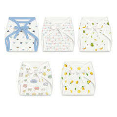 Printed Cushioned Nappies Combo | Organic Cotton Nappies For New Born Baby | 0-6 Months | Mixed Design/ Print | Pack of 5