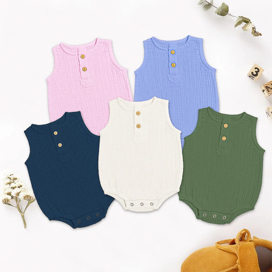 Organic Cotton Onesie For New Born Baby | White, Pink , Blue , Royal Blue , Green | Pack of 5
