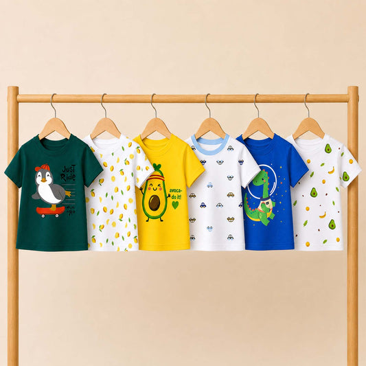 Organic Cotton Baby Half Sleeve T-Shirts for Boys & Girls | Printed Round Neck Summer Wear T-Shirt for Baby Boys & Girls | Comfortable Infant Baby Wear & Toddler Clothing | Pack of 2