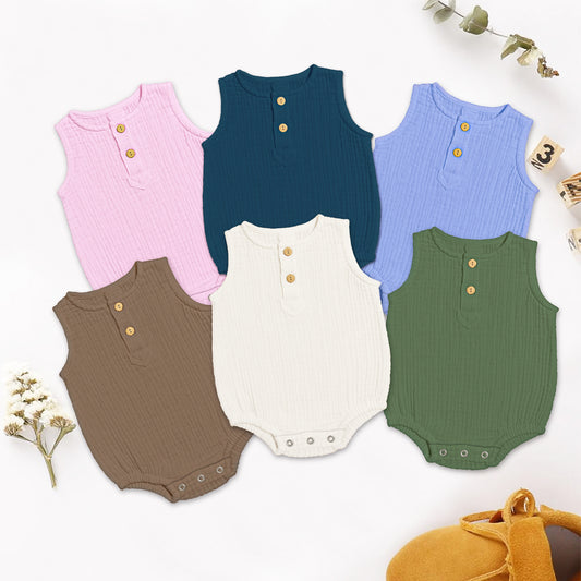 Organic Cotton Onesie For New Born Baby | 0-3 Months & 3-6 Months | Pack of 6