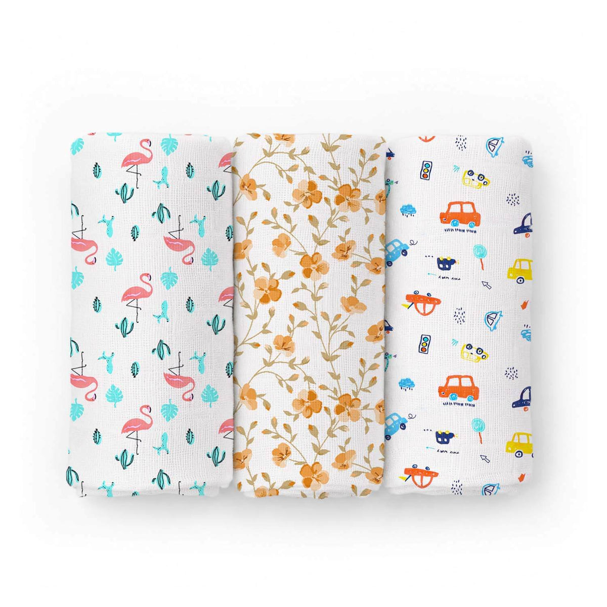 Baby Muslin Swaddle - 100x100 cm- Pack of 3