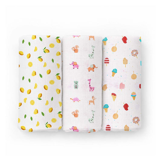 Baby Muslin Swaddle - 100x100 cm - Pack of 3
